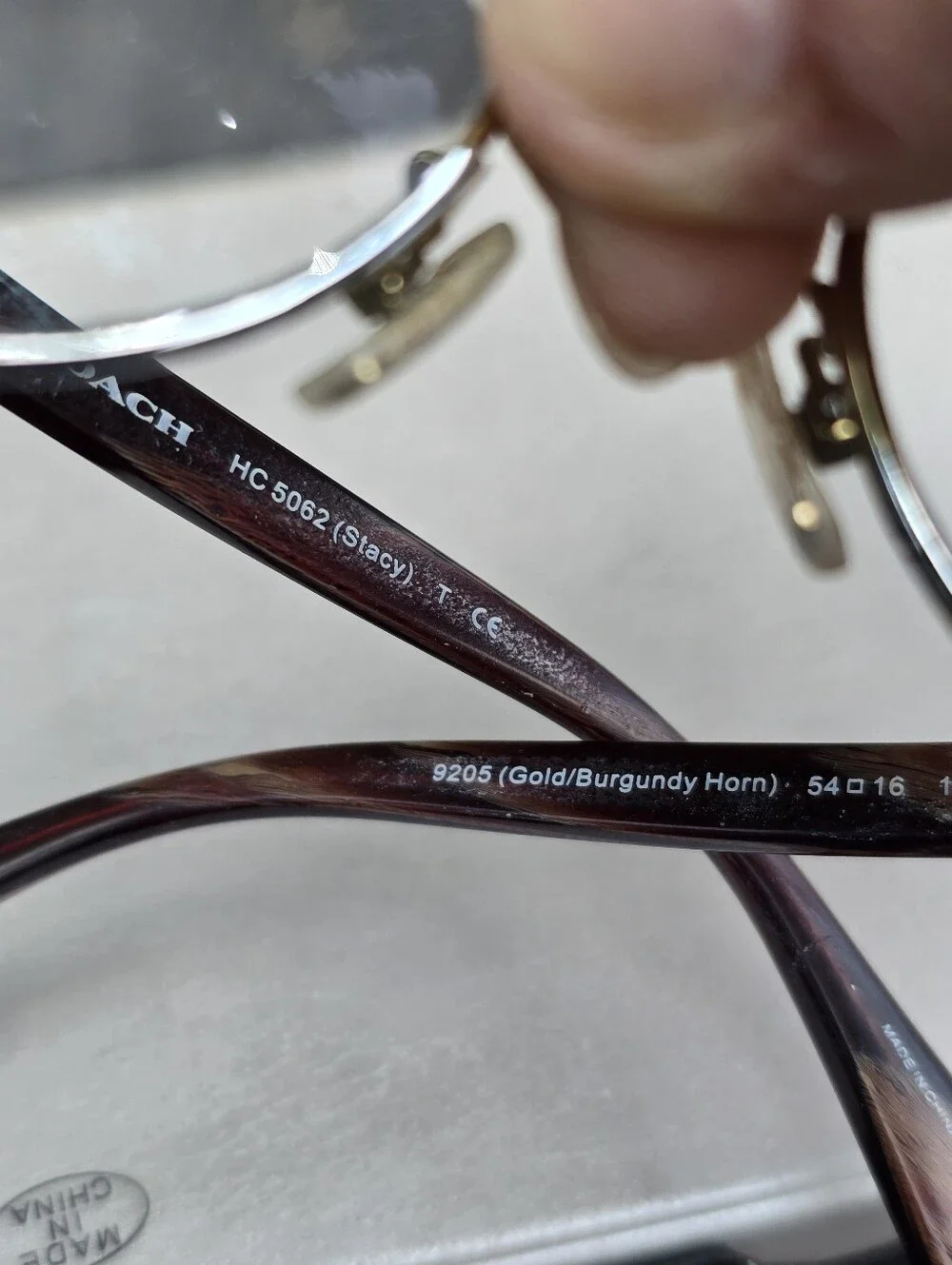 COACH HC5062 Stacy 9205 Gold Burgundy Horn size 52/16/135 Eyeglasses